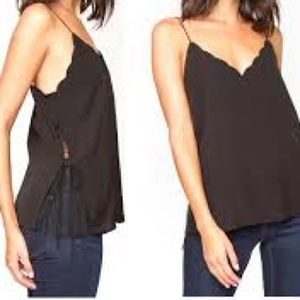Sugar + Lips Black Lace Cami Tank Blouse.